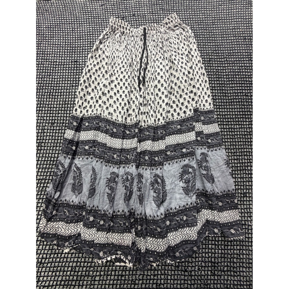 Magic Scarf Company Maxi Skirt Womens OS Black Grey White  Boho Tiered